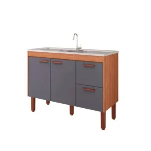 Gabinete de Cozinha Slim 1,14m MGM Freijó/Titanium