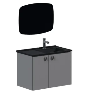Kit Banheiro de Aço Tarumã Cinza Lavável com Preto Fosco Cozimax