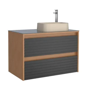 Gabinete de Madeira para Banheiro Osaka 80cm Jequitibá/Preto Cozimax